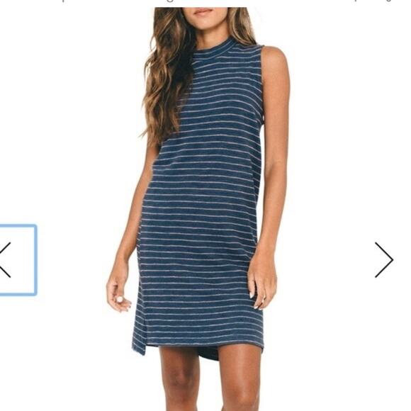 Sol Angeles Monterey Blue Pink Stripe Sleeveless Tank Dress Size Small - Picture 1 of 13